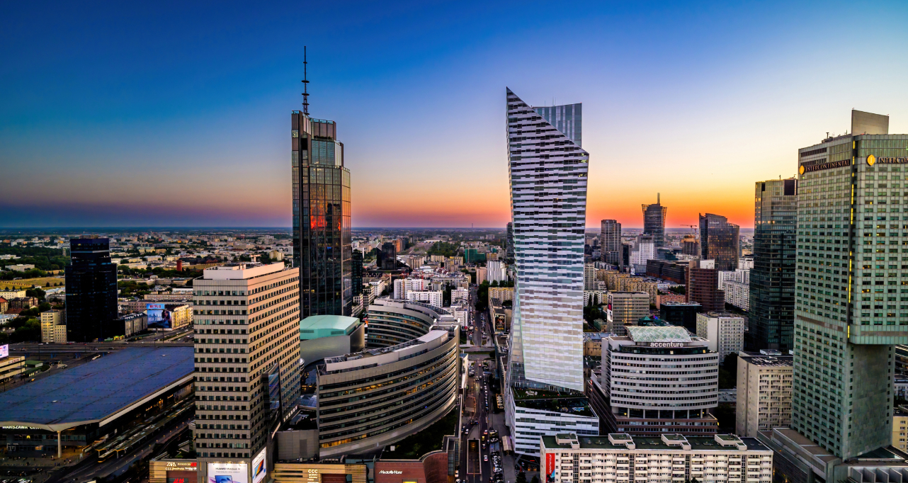 Panoramic view of Warsaw, Poland